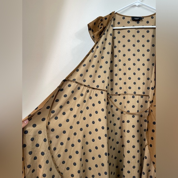 Brown Polka Dot Skirt VICI Mama Mia Polka Dotted Wrap Maxi Dress sz: Small Retro - Picture 14 of 16